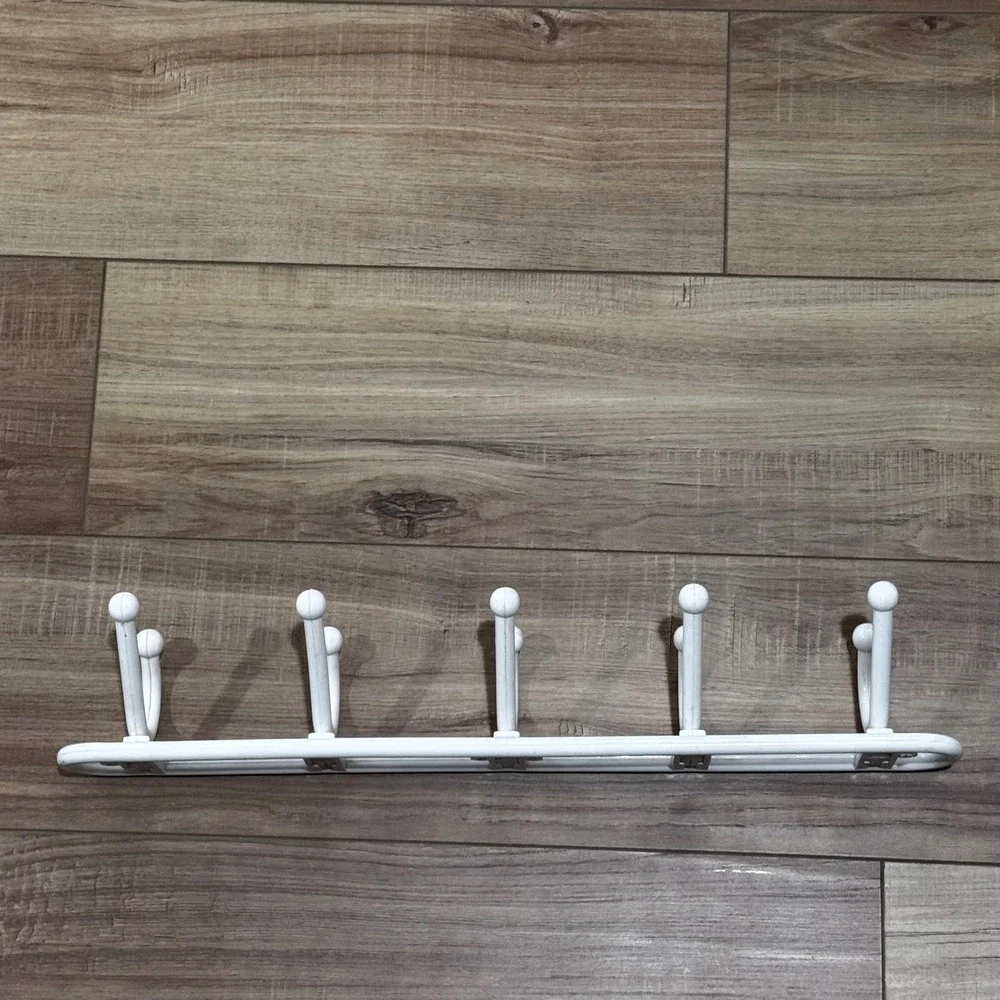 Vintage 1980s Yaffa Basic Line Hook Rack: White Plastic, 5 Double Hooks